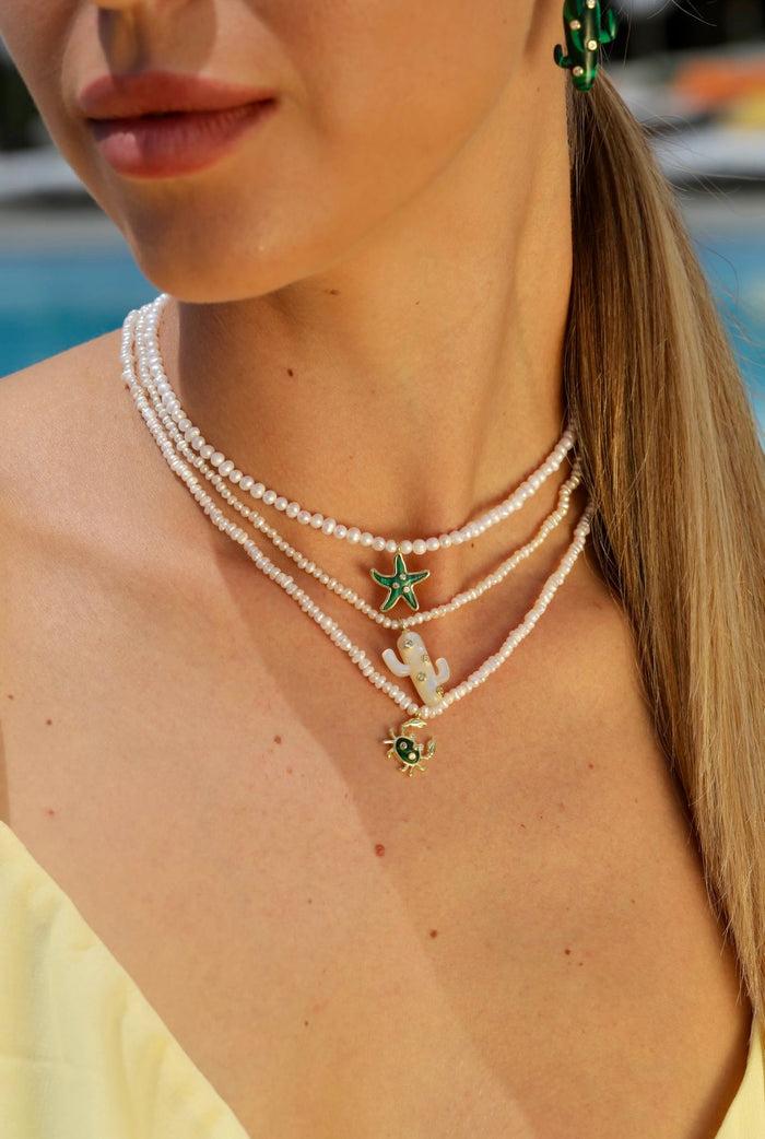 Eshvi Pearl Necklace With Crab Charm