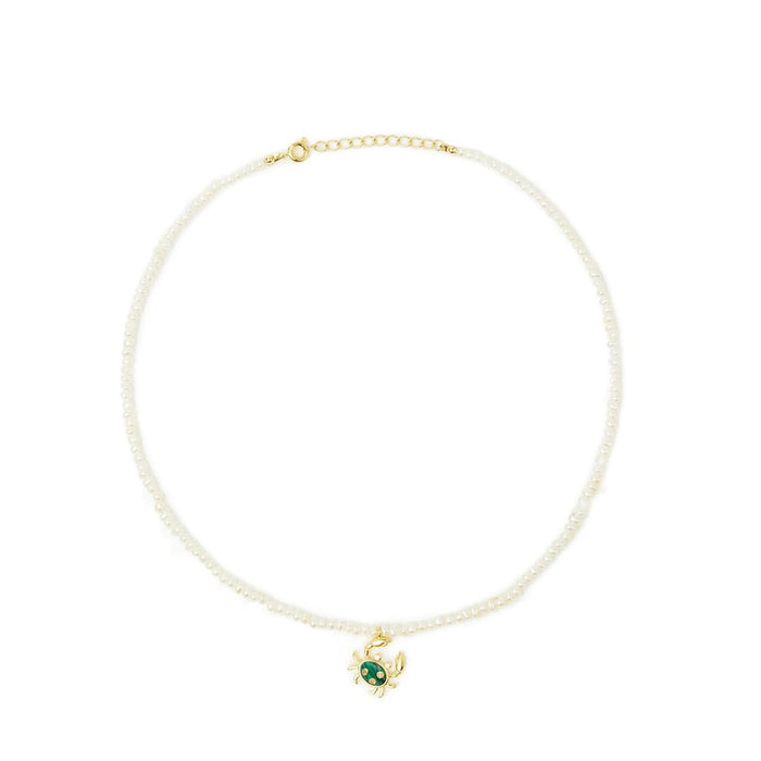 eshvi Pearl Necklace with Crab Charm