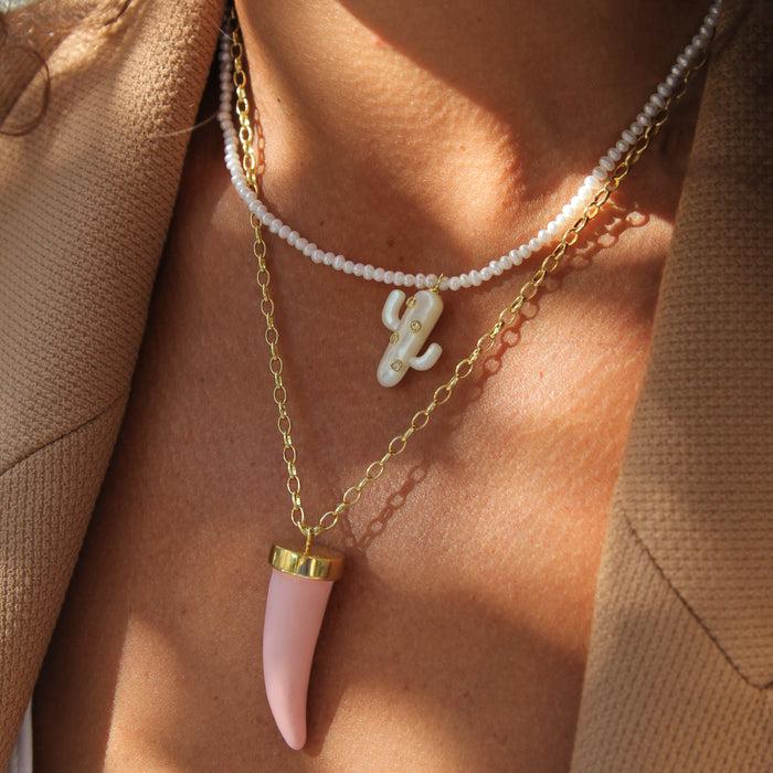 Eshvi Pink Fang Necklace