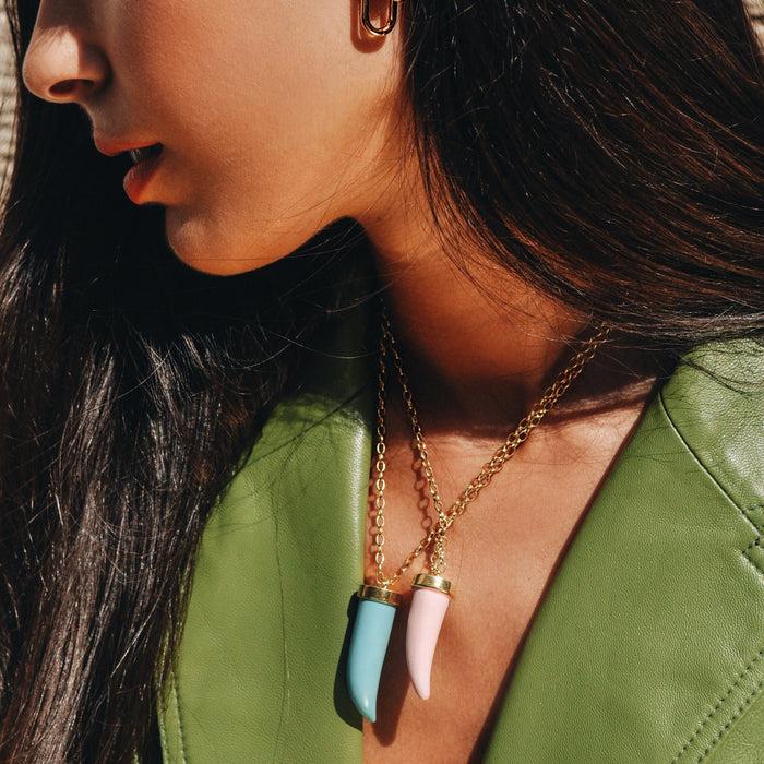 Eshvi Pink Fang Necklace