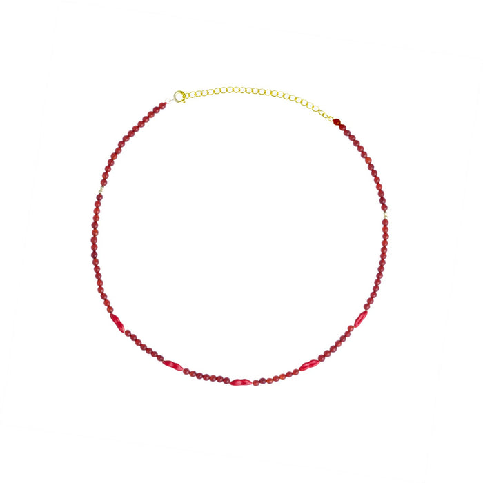 eshvi Red Agate Kiss Me Necklace