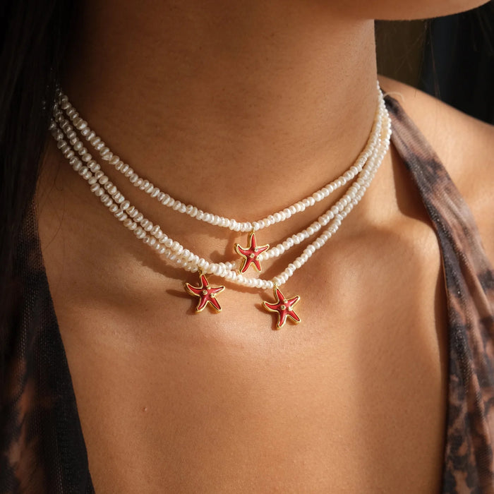Eshvi Starfish Pearl Necklace