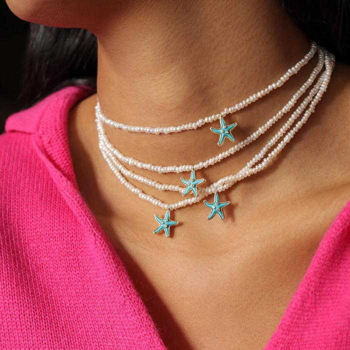 Eshvi Starfish Pearl Necklace