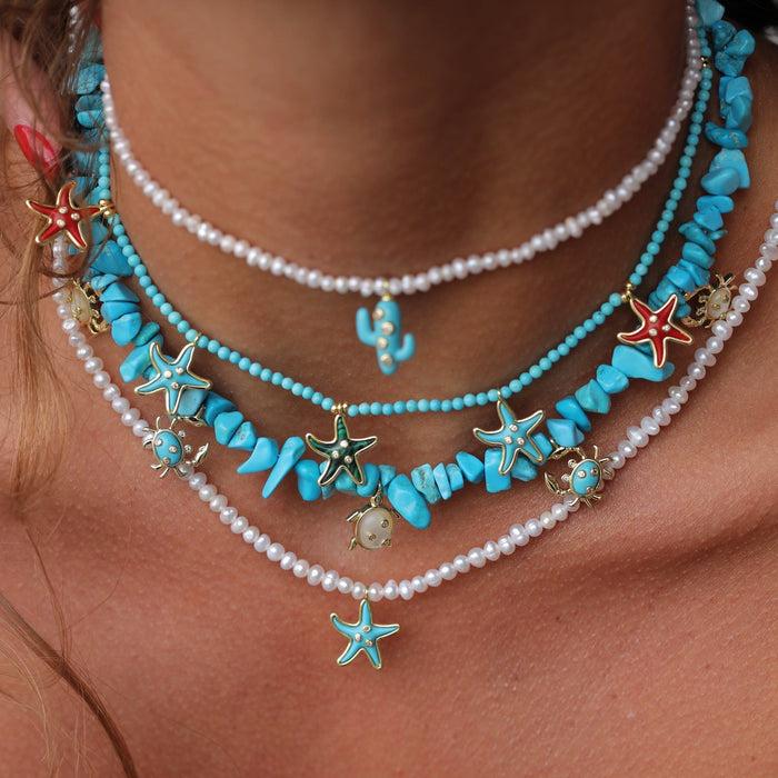 Eshvi Starfish Turquoise Necklace