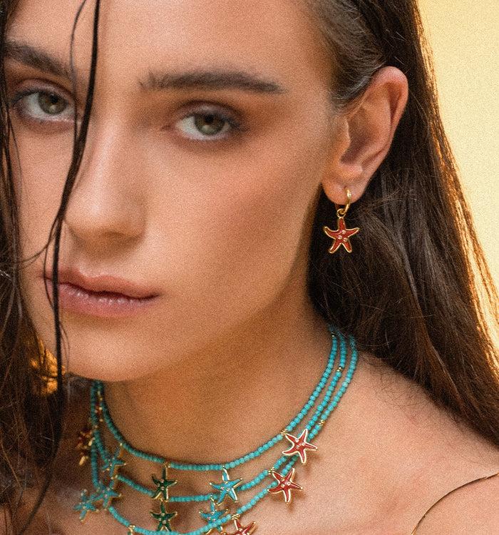 Eshvi Starfish Turquoise Necklace