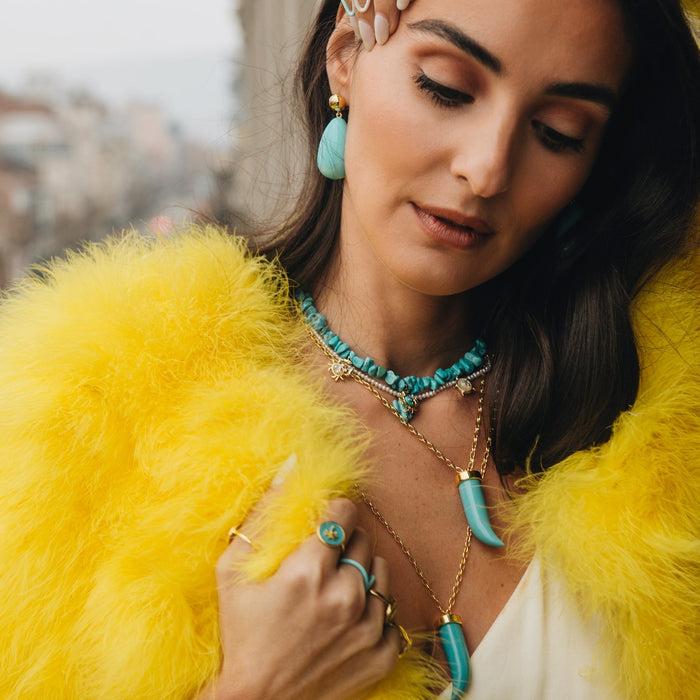 Eshvi Turquoise Fang Necklace