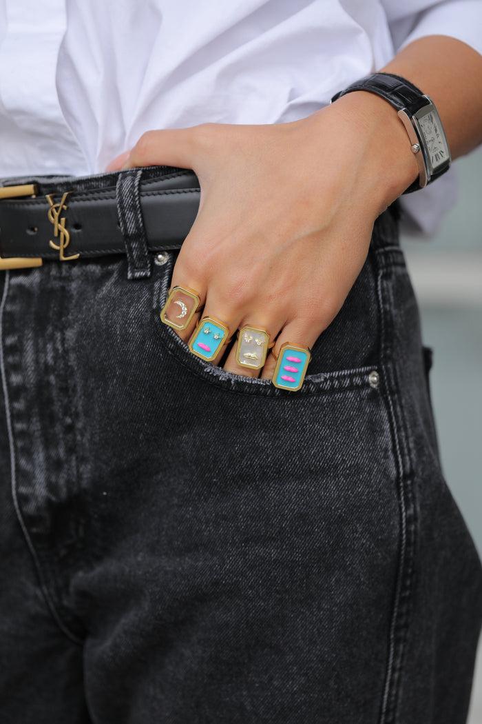 Eshvi Turquoise Lips Ring