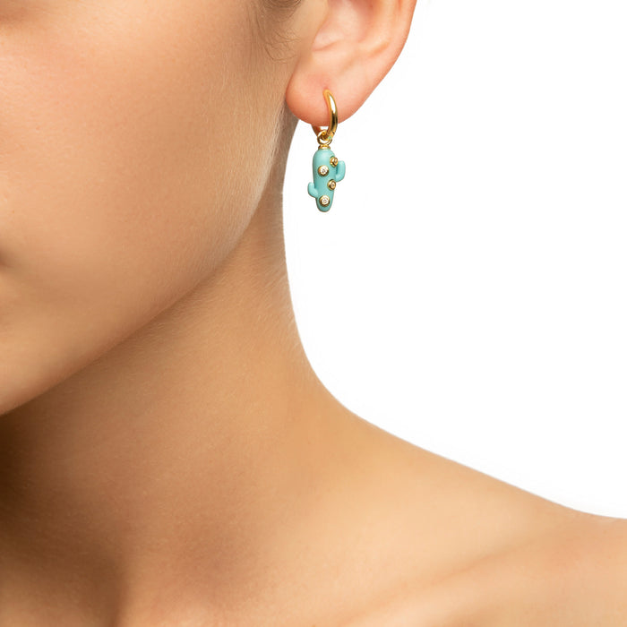 Eshvi Turquoise Mini Cactus Earrings