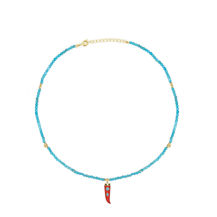 eshvi Turquoise Necklace with Fang Charm