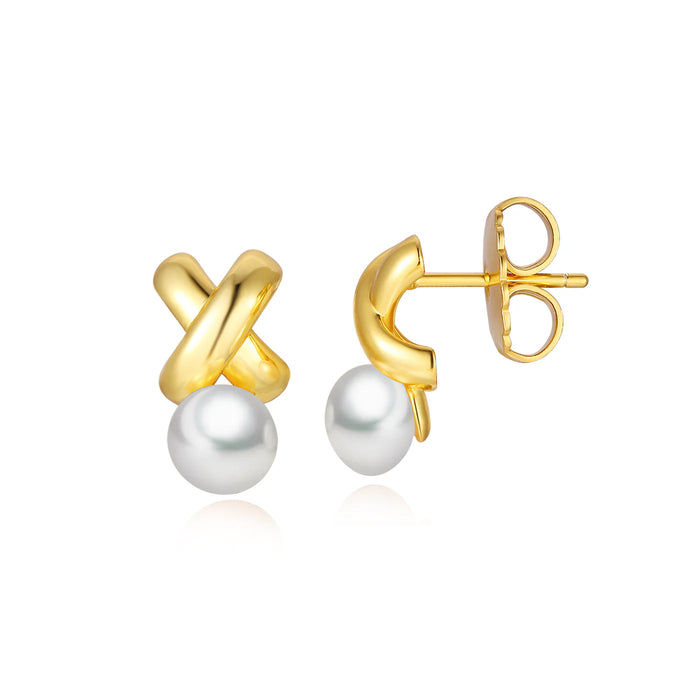eshvi Twist Pearl Earrings