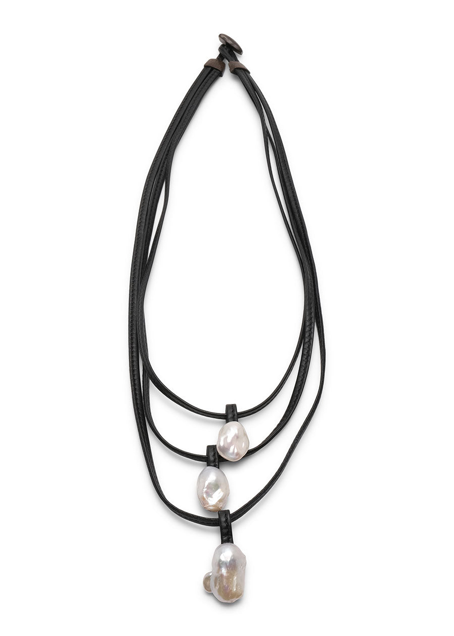 eskandar 3 strand freshwater farmed pearls necklace 3pearls