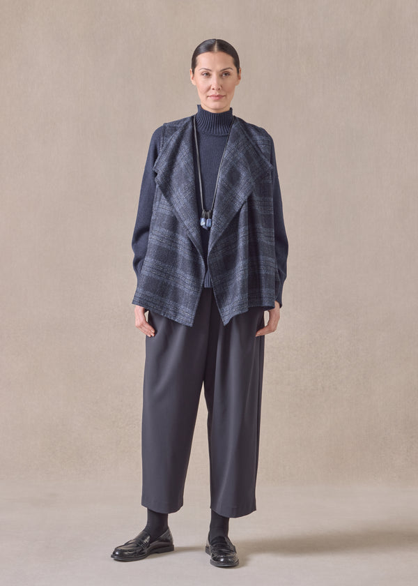 eskandar alpaca wool mix a-line drape front waistcoat - mid plus