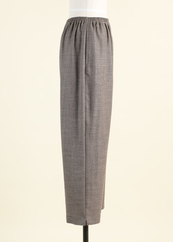 Eskandar Alpaca Wool Mix Longer Japanese Trouser With Ankle Slits