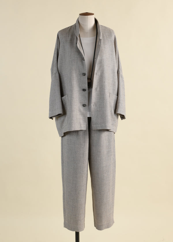 Eskandar Alpaca Wool Mix Longer Japanese Trouser With Ankle Slits