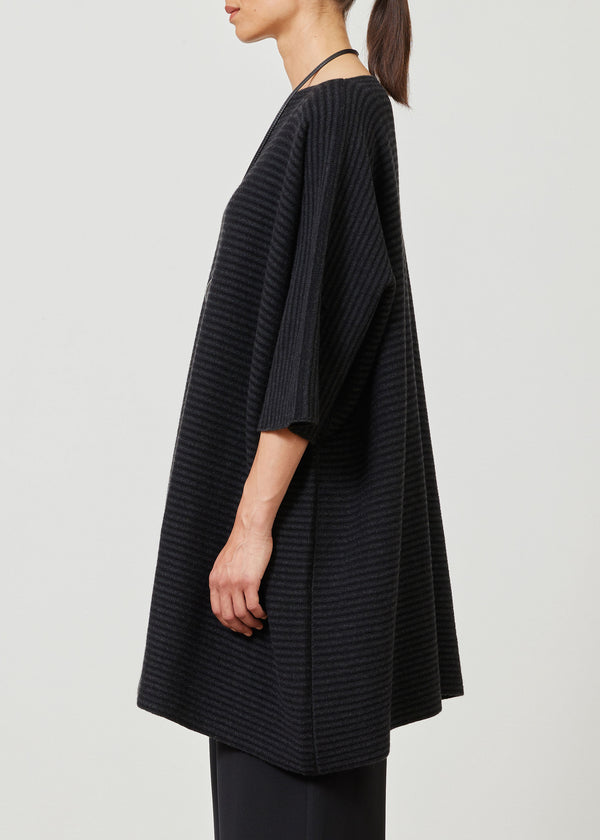 Eskandar Cashmere 3/4 Sleeve Wide Square Sweater - Very Long