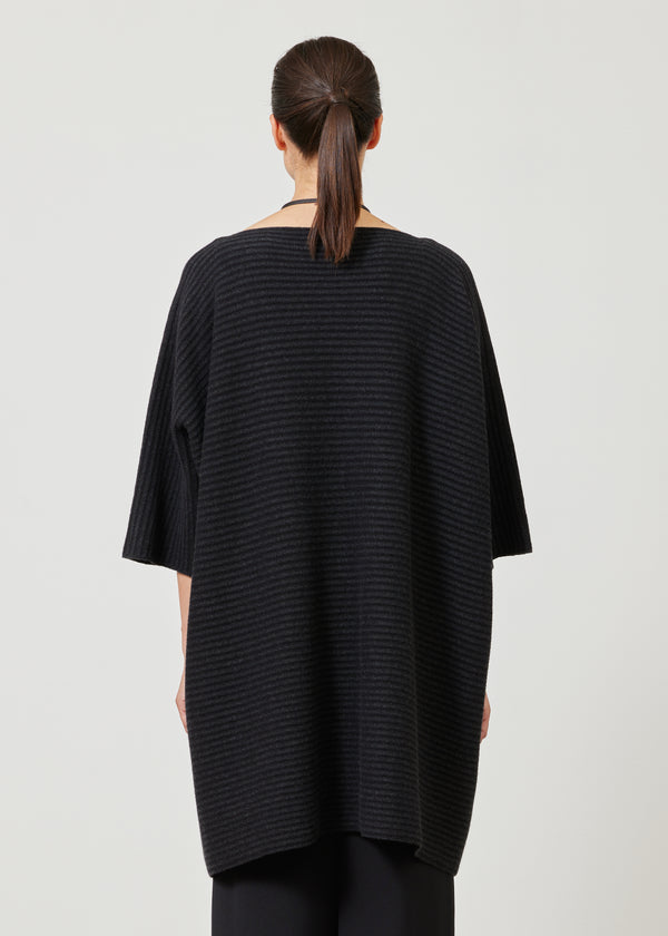 Eskandar Cashmere 3/4 Sleeve Wide Square Sweater - Very Long