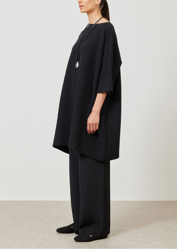 eskandar cashmere 3/4 sleeve wide square sweater - very long