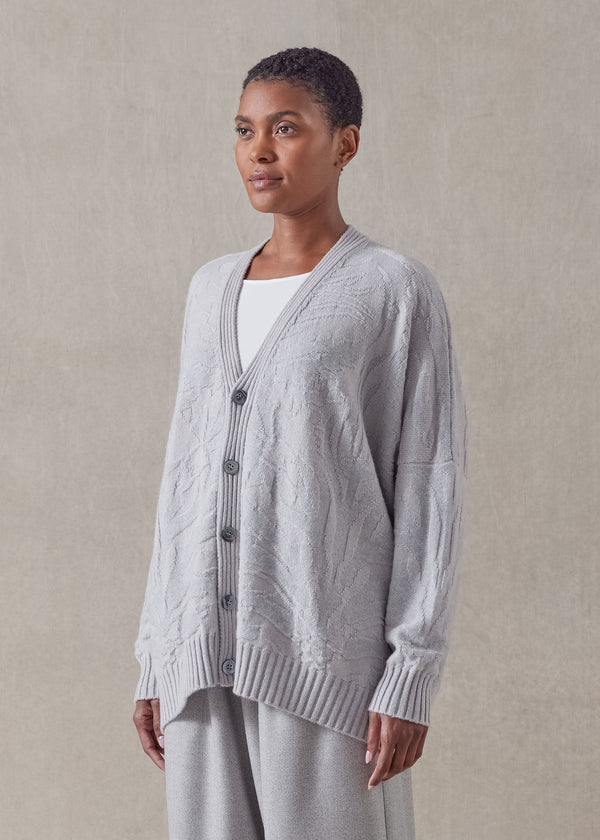 Eskandar Cashmere 3/4 Width V-neck Cardigan - Mid Plus