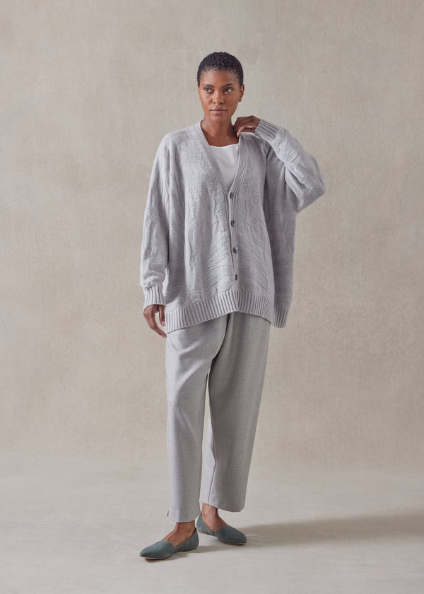 eskandar cashmere 3/4 width v-neck cardigan - mid plus