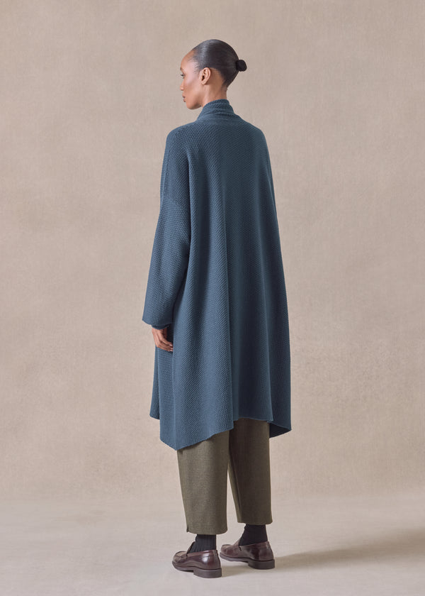 Eskandar Cashmere A-line Scrunch Shawl Collar Cardigan - Very Long