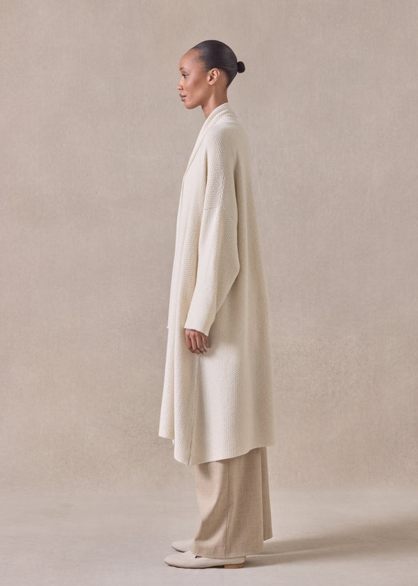 Eskandar Cashmere A-line Scrunch Shawl Collar Cardigan - Very Long