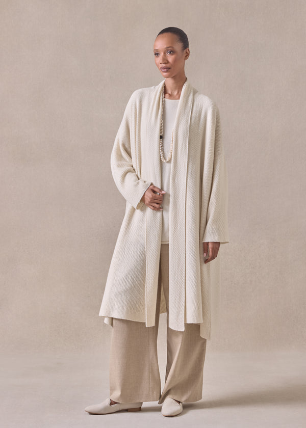 eskandar cashmere a-line scrunch shawl collar cardigan - very long