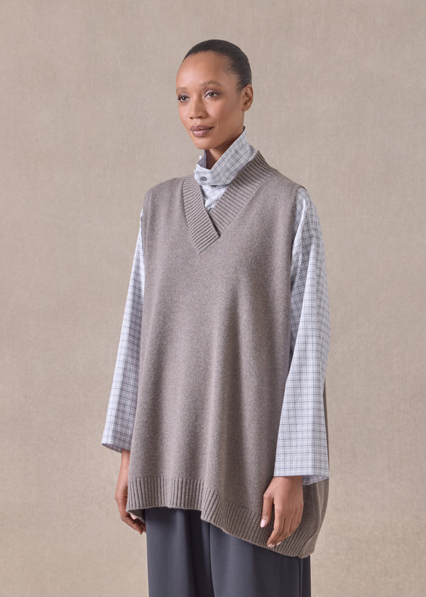 Eskandar Cashmere A-line Sleeveless Cross Over V-neck - Long