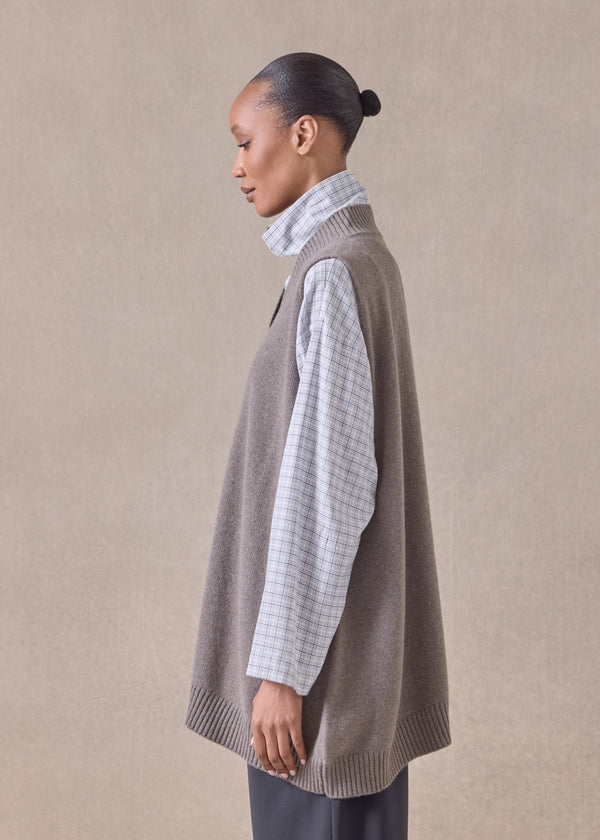 Eskandar Cashmere A-line Sleeveless Cross Over V-neck - Long