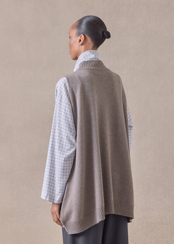 Eskandar Cashmere A-line Sleeveless Cross Over V-neck - Long