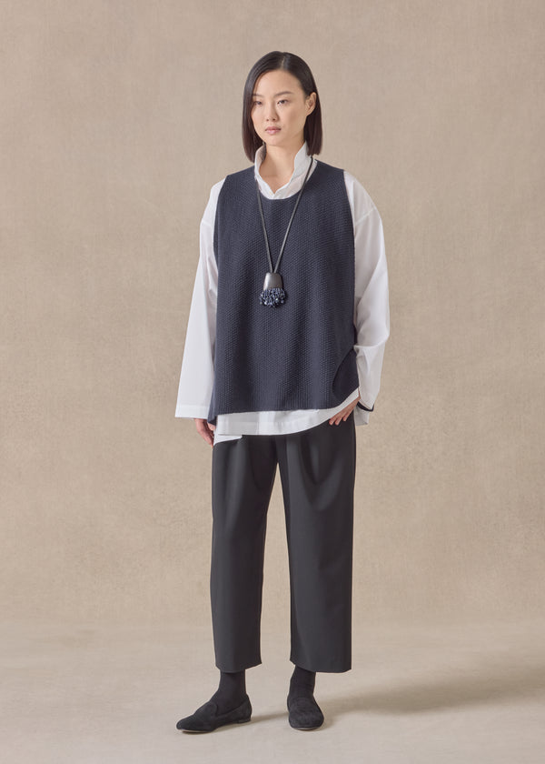 eskandar cashmere a-line sleeveless round neck - mid plus