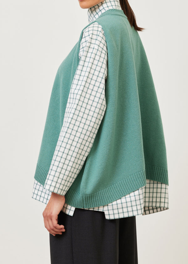 Eskandar Cashmere A-line Sleeveless Round Neck Sweater - Mid Plus