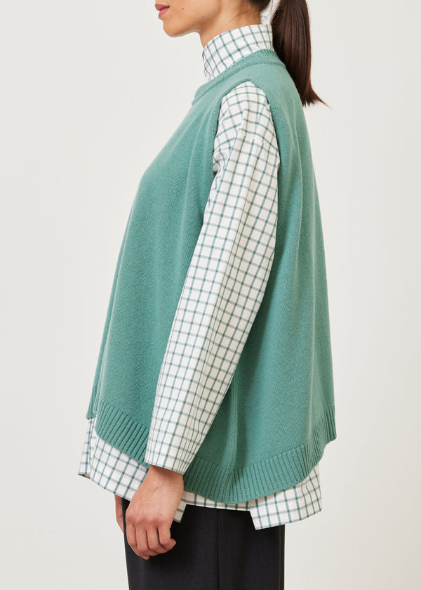 Eskandar Cashmere A-line Sleeveless Round Neck Sweater - Mid Plus