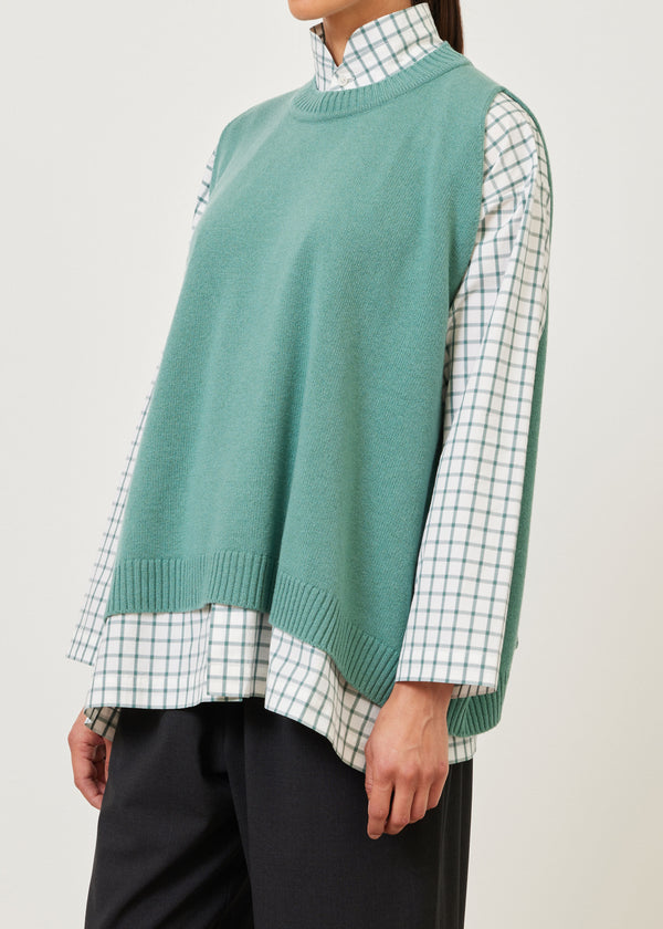 eskandar cashmere a-line sleeveless round neck sweater - mid plus