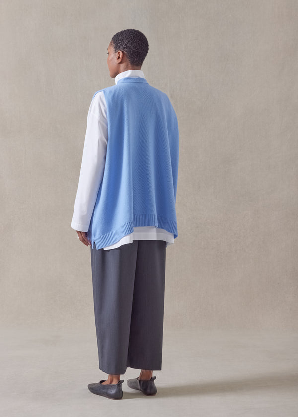 Eskandar Cashmere A-line Sleeveless V-neck Cardigan - Mid Plus