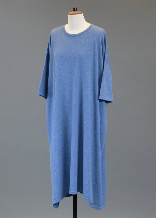 eskandar cashmere angle-to-front round neck knit t shirt dress