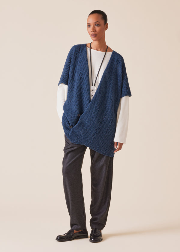 Eskandar Cashmere Double Breasted Sleeveless Cardigan - Long Plus