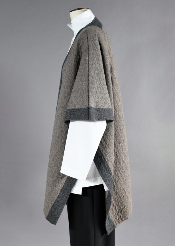 Eskandar Cashmere Extra Wide Longer Back Knit Tabard With Edge Detail - Long