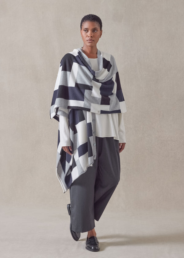 Eskandar Cashmere Extra Wide Sleeveless Cardigan Tabard - Long Plus