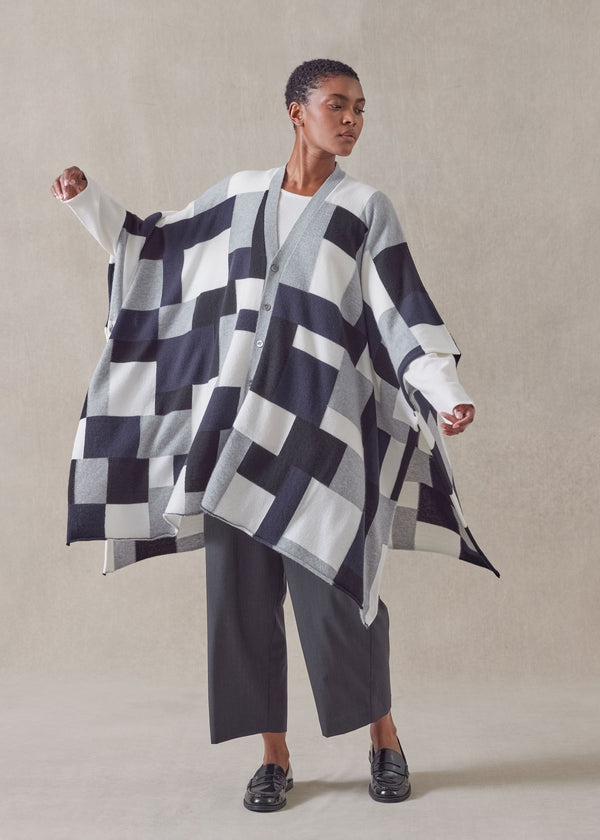 eskandar cashmere extra wide sleeveless cardigan tabard - long plus