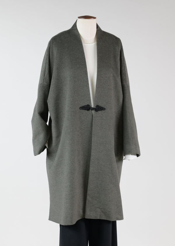 Eskandar Cashmere Imperial Open Coat With Fancy Closure - Very Long