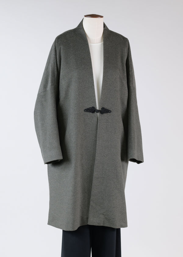 eskandar cashmere imperial open coat with fancy closure - very long