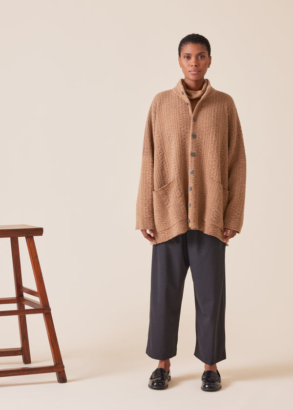 Eskandar Cashmere Knitted High Neck Top With Buttons - Long