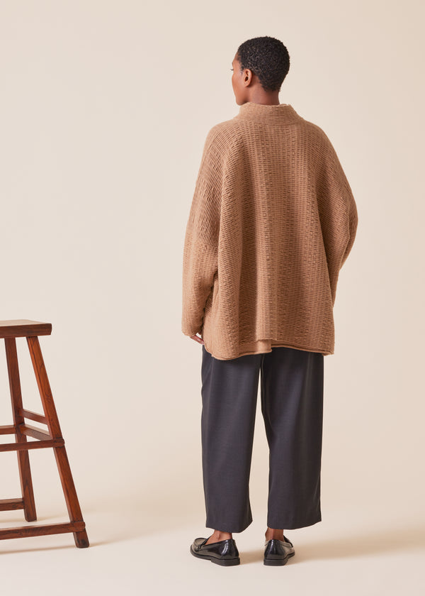 Eskandar Cashmere Knitted High Neck Top With Buttons - Long