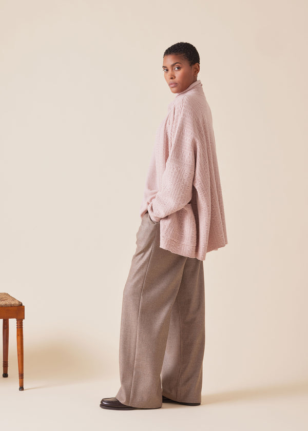 Eskandar Cashmere Knitted High Neck Top With Buttons - Long