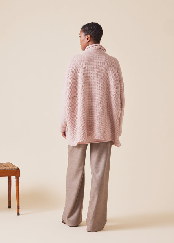 Eskandar Cashmere Knitted High Neck Top With Buttons - Long