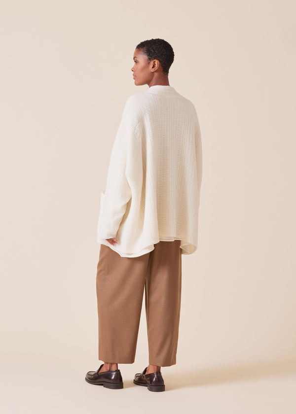 Eskandar Cashmere Knitted High Neck Top With Buttons - Long