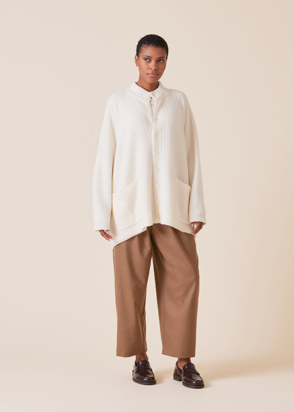 Eskandar Cashmere Knitted High Neck Top With Buttons - Long