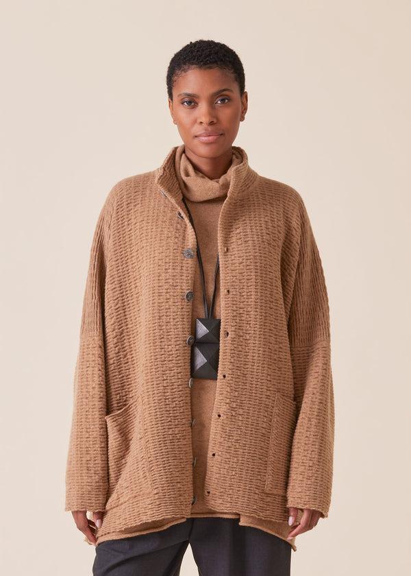 eskandar cashmere knitted high neck top with buttons - long