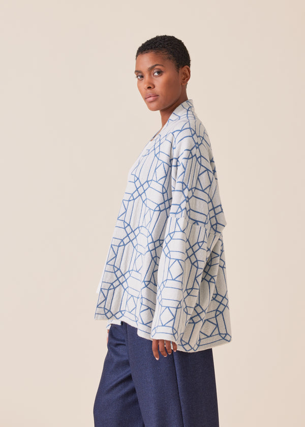 Eskandar Cashmere Knitted Scrunch Shawl Collar Cardigan - Mid