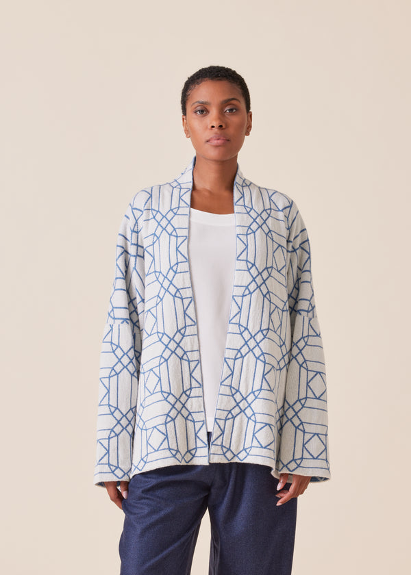 Eskandar Cashmere Knitted Scrunch Shawl Collar Cardigan - Mid